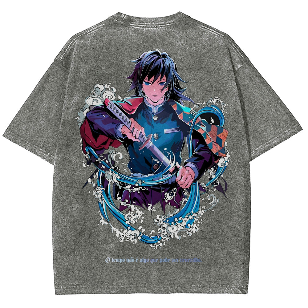 Demon Slayer Tomioka Giyuu Unisex Fit Washed T-Shirt 2504004056
