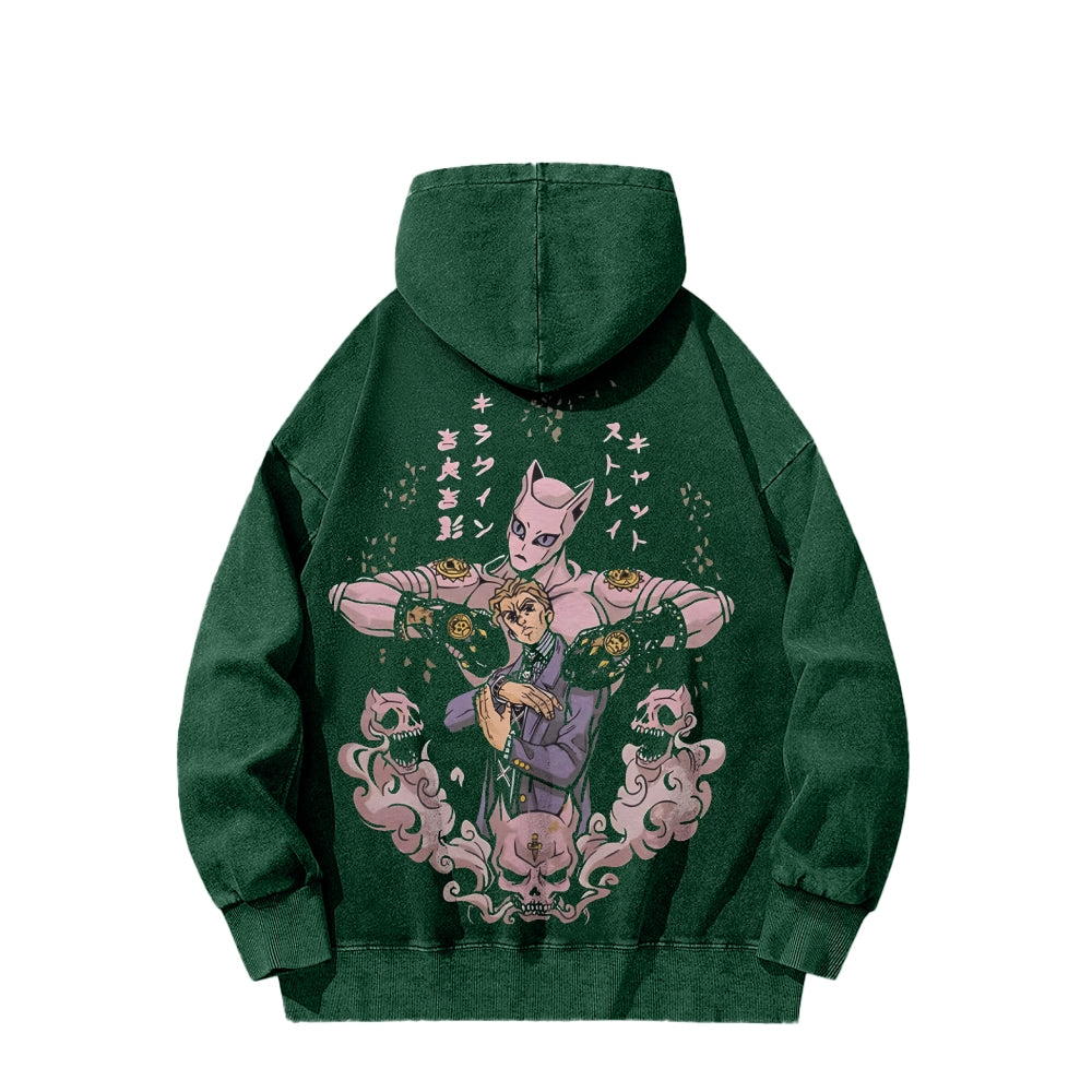 Jojo's Bizarre Adventure Killer Queen Casual Washed Hoodies 2506023248