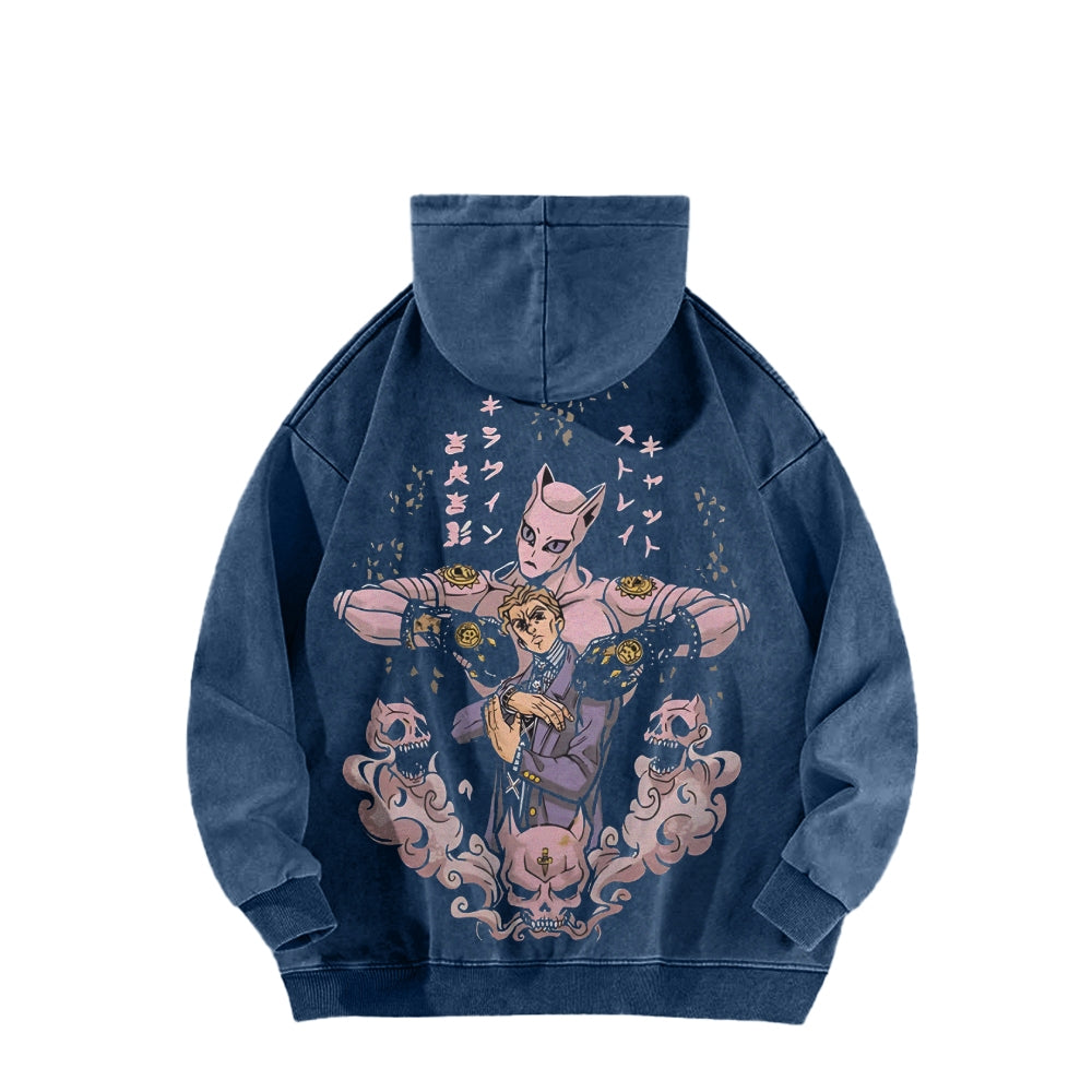 Jojo's Bizarre Adventure Killer Queen Casual Washed Hoodies 2506023248