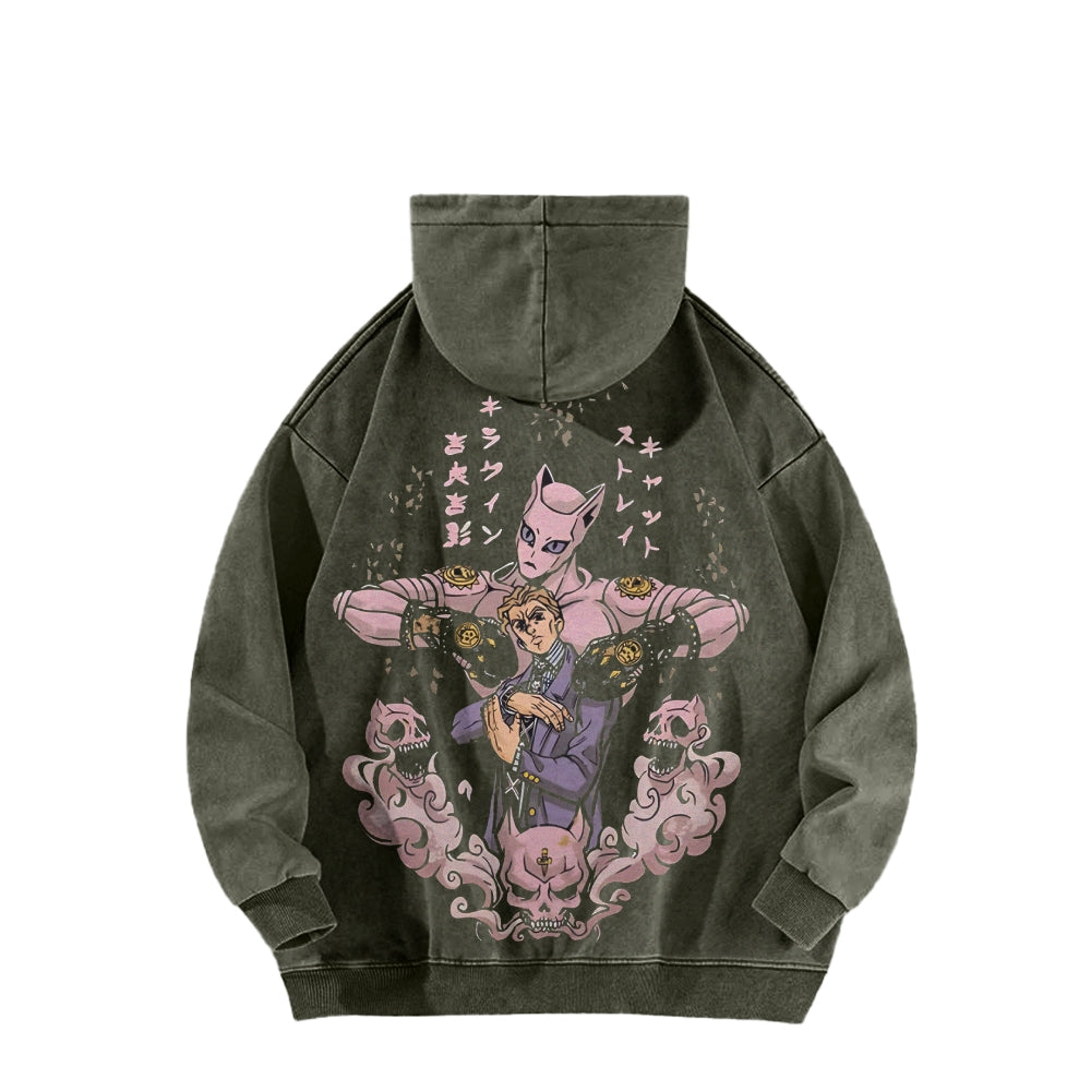 Jojo's Bizarre Adventure Killer Queen Casual Washed Hoodies 2506023248