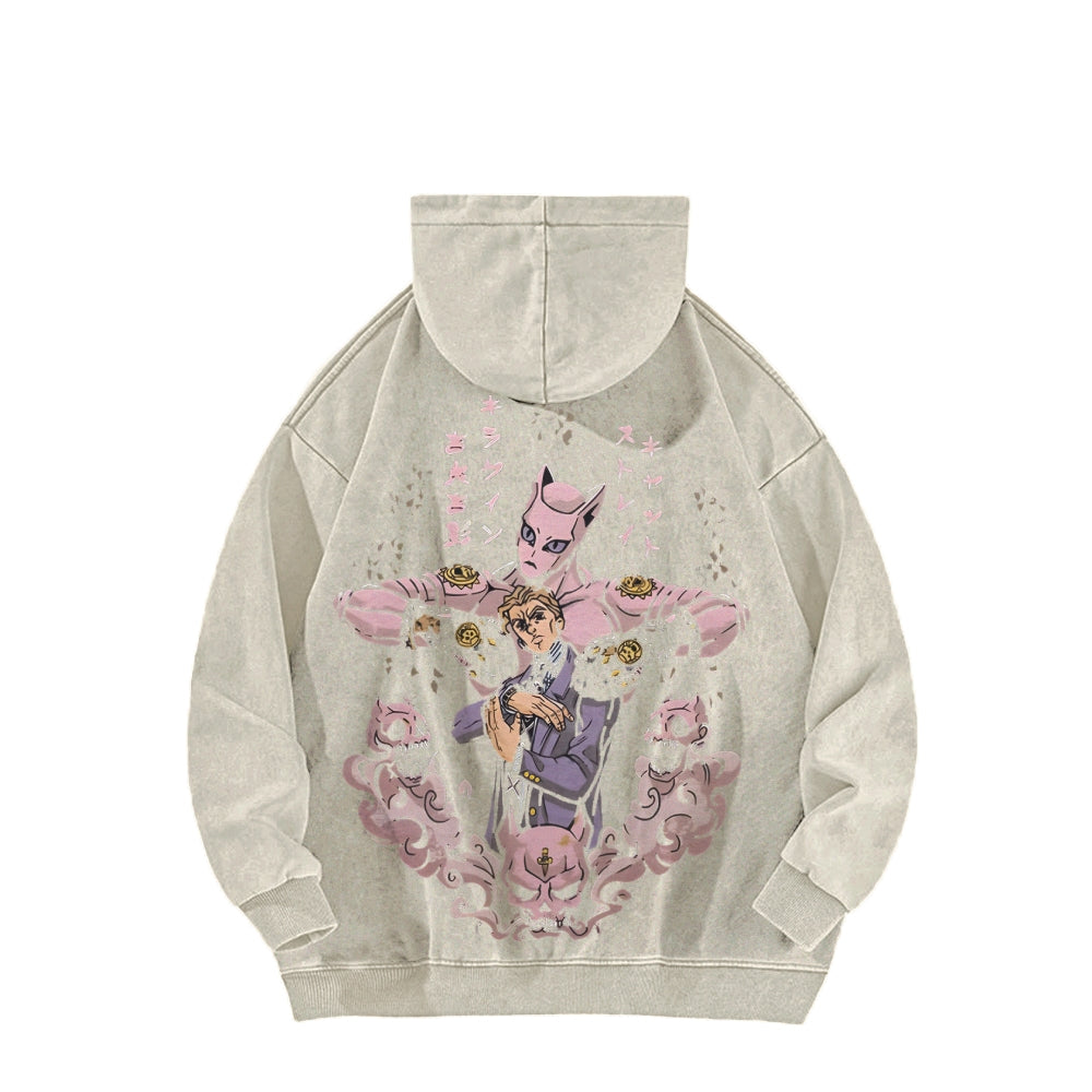 Jojo's Bizarre Adventure Killer Queen Casual Washed Hoodies 2506023248
