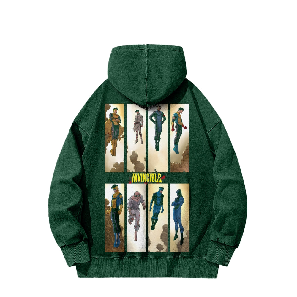 Invincible  Casual Washed Hoodies 2506023295