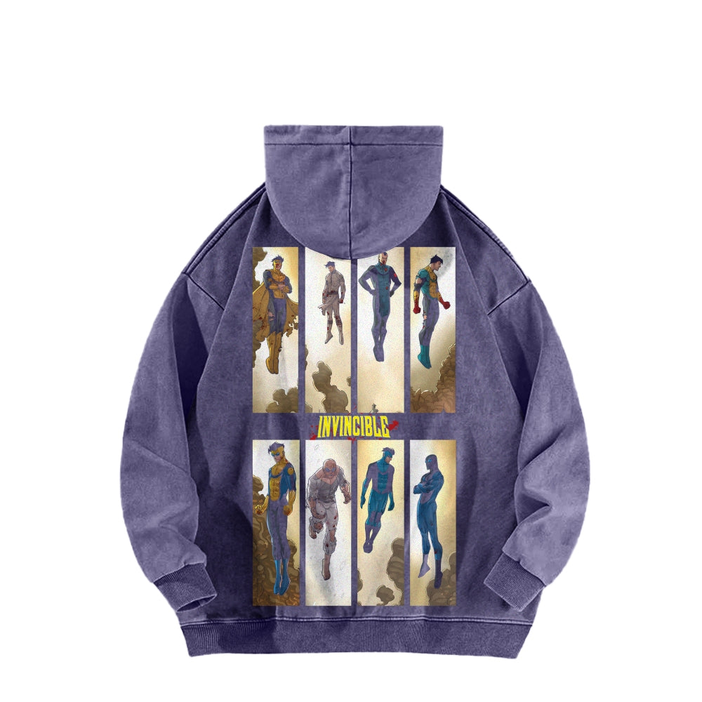 Invincible  Casual Washed Hoodies 2506023295