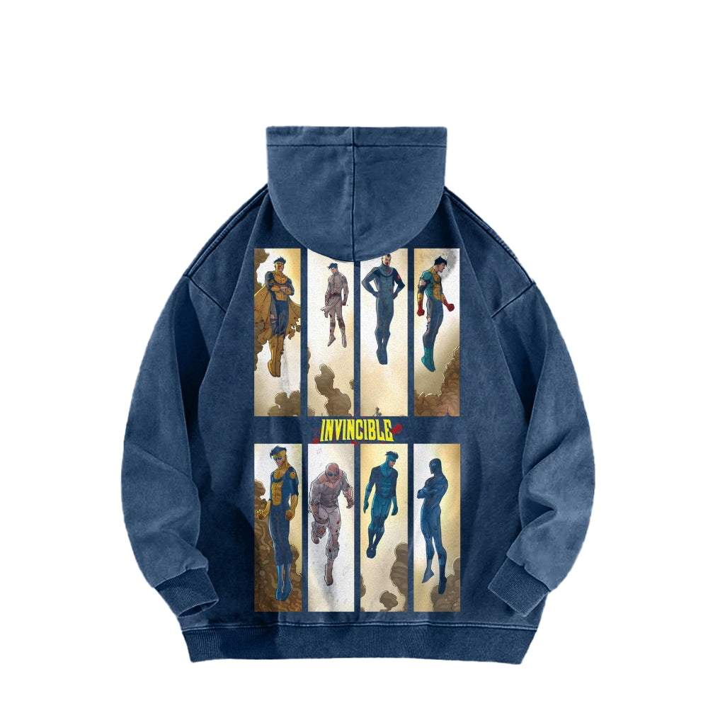 Invincible  Casual Washed Hoodies 2506023295