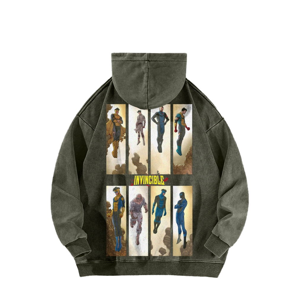 Invincible  Casual Washed Hoodies 2506023295