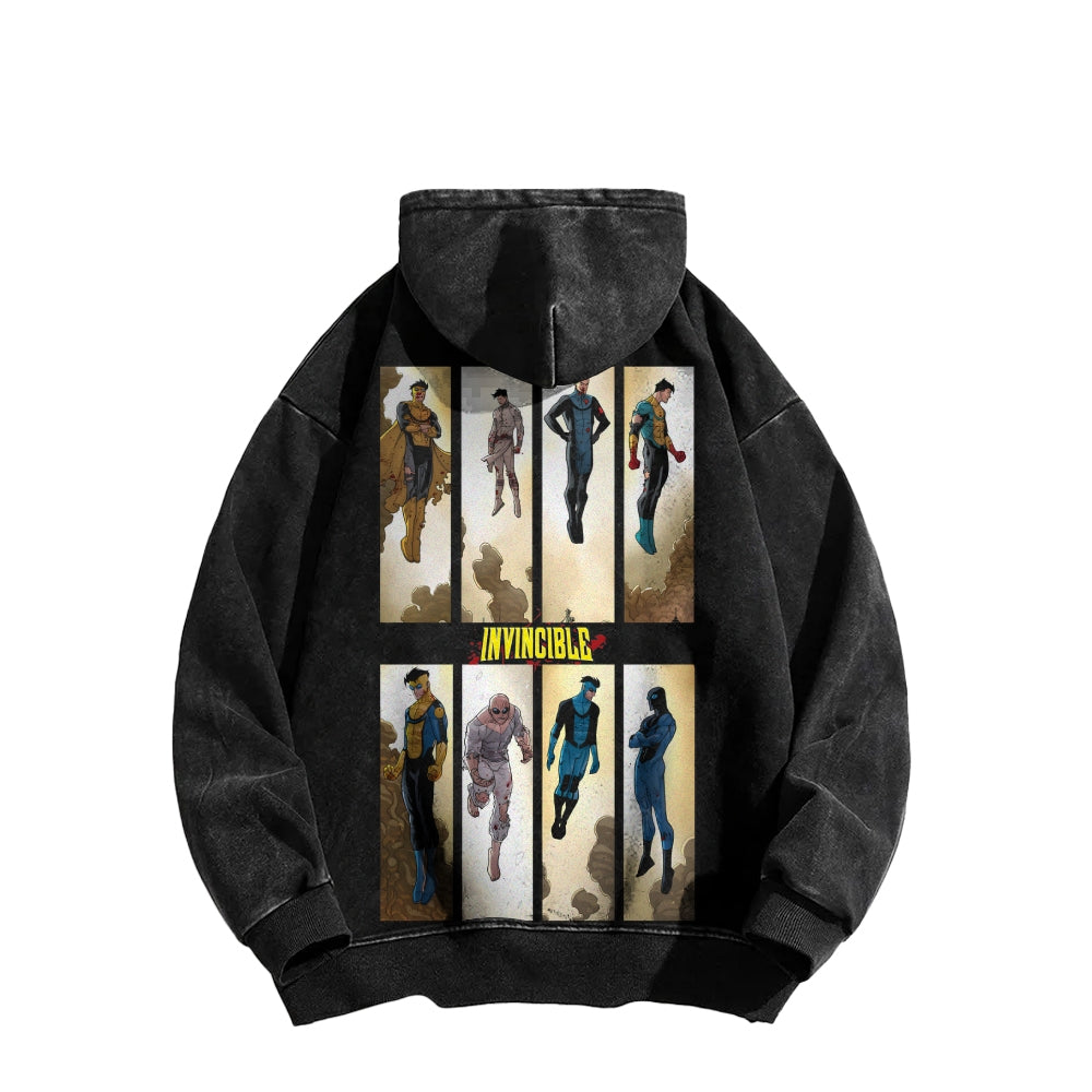 Invincible  Casual Washed Hoodies 2506023295