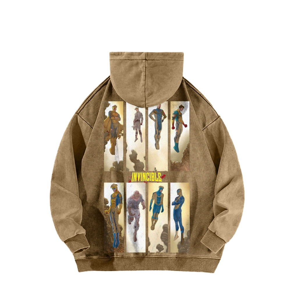 Invincible  Casual Washed Hoodies 2506023295