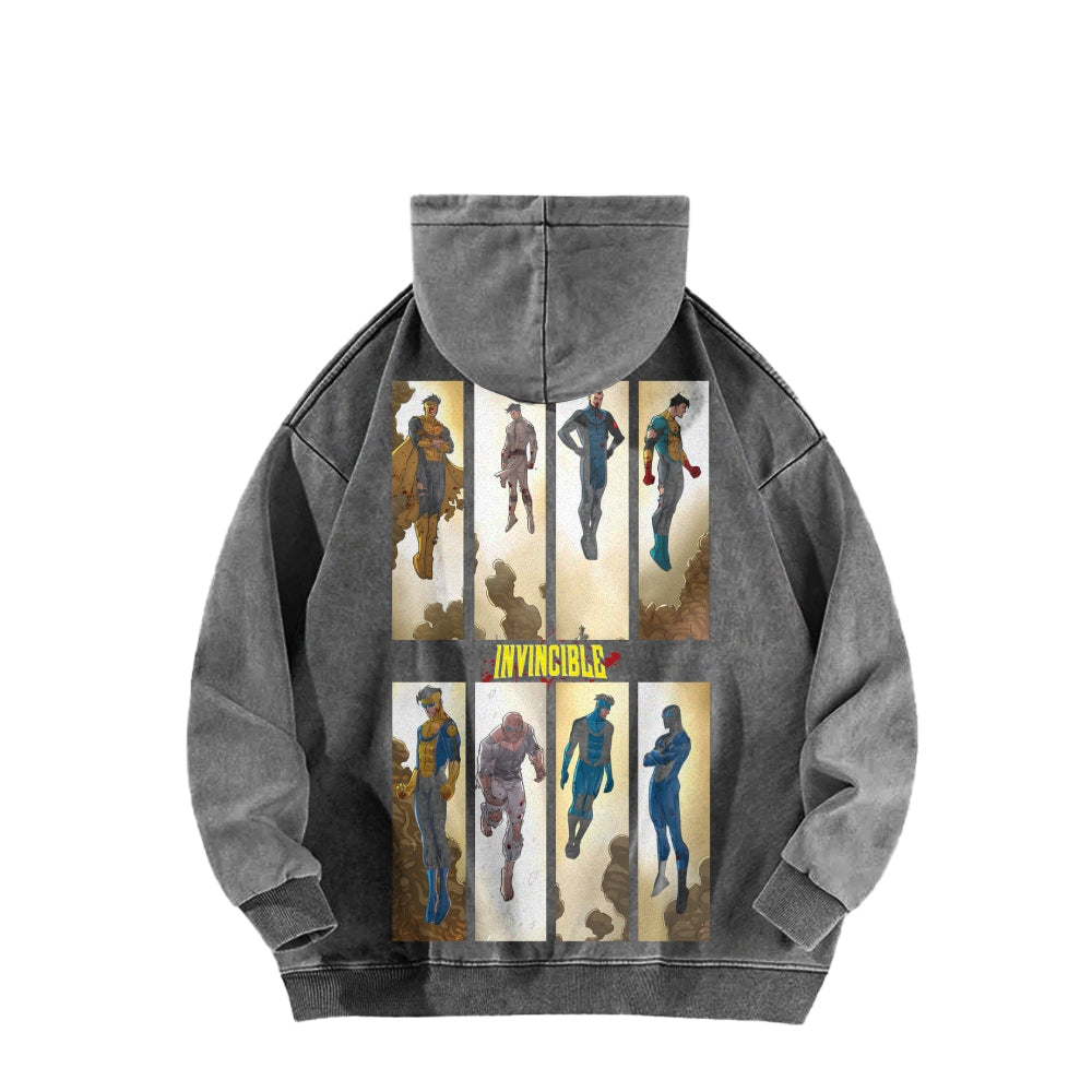 Invincible  Casual Washed Hoodies 2506023295