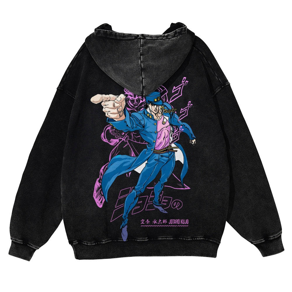 Jojo's Bizarre Adventure  Casual Washed Hoodies 2506023620