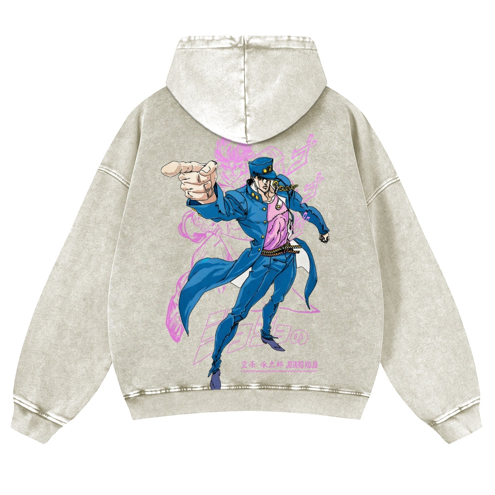 Jojo's Bizarre Adventure  Casual Washed Hoodies 2506023620