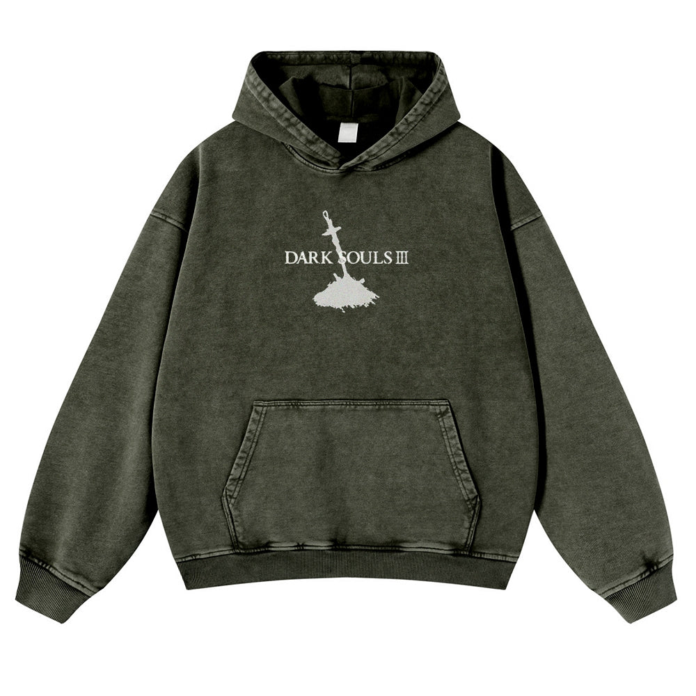 DARK SOULS Casual Washed Hoodies 2506023752