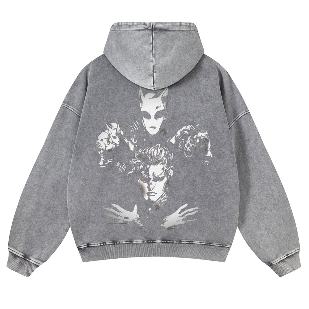 Yoshikage Kira Casual Washed Hoodies 2506023838
