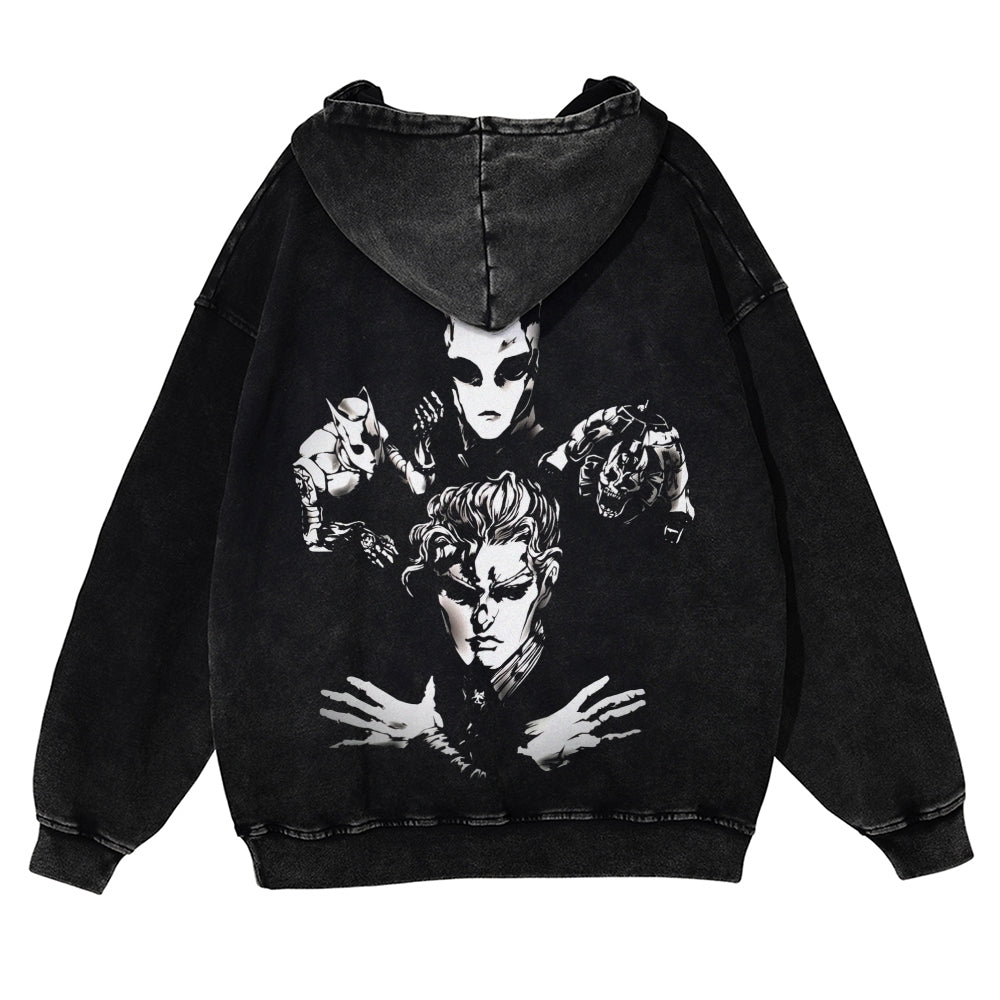 Yoshikage Kira Casual Washed Hoodies 2506023838