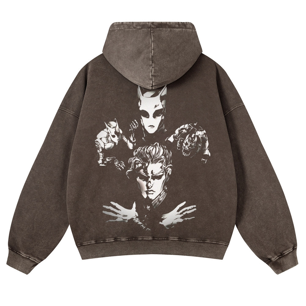 Yoshikage Kira Casual Washed Hoodies 2506023838