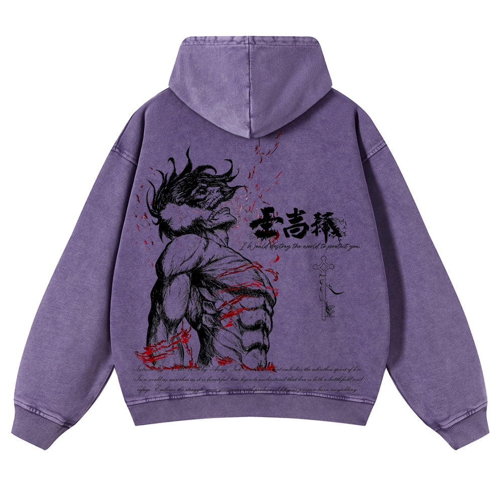 Attack on Titan Casual Washed Hoodies 2506023916