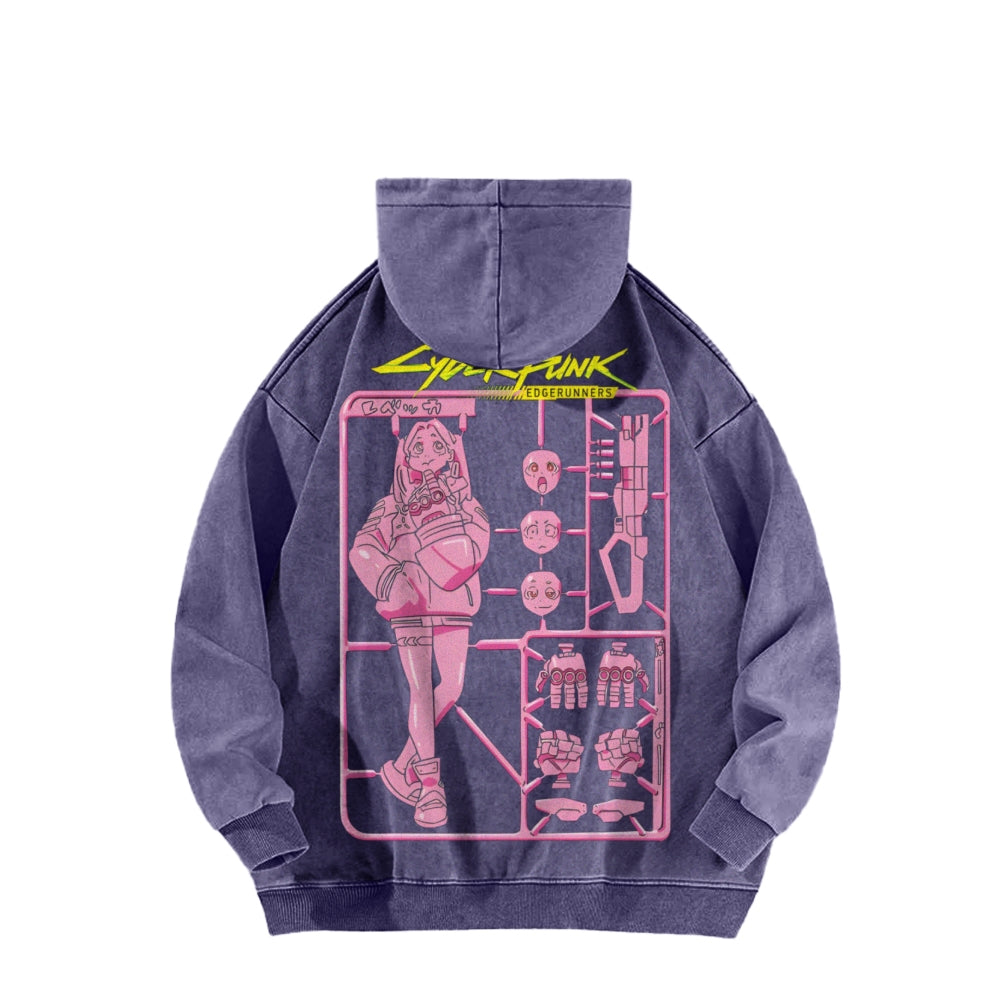 Cyberpunk Casual Washed Hoodie 2508010866
