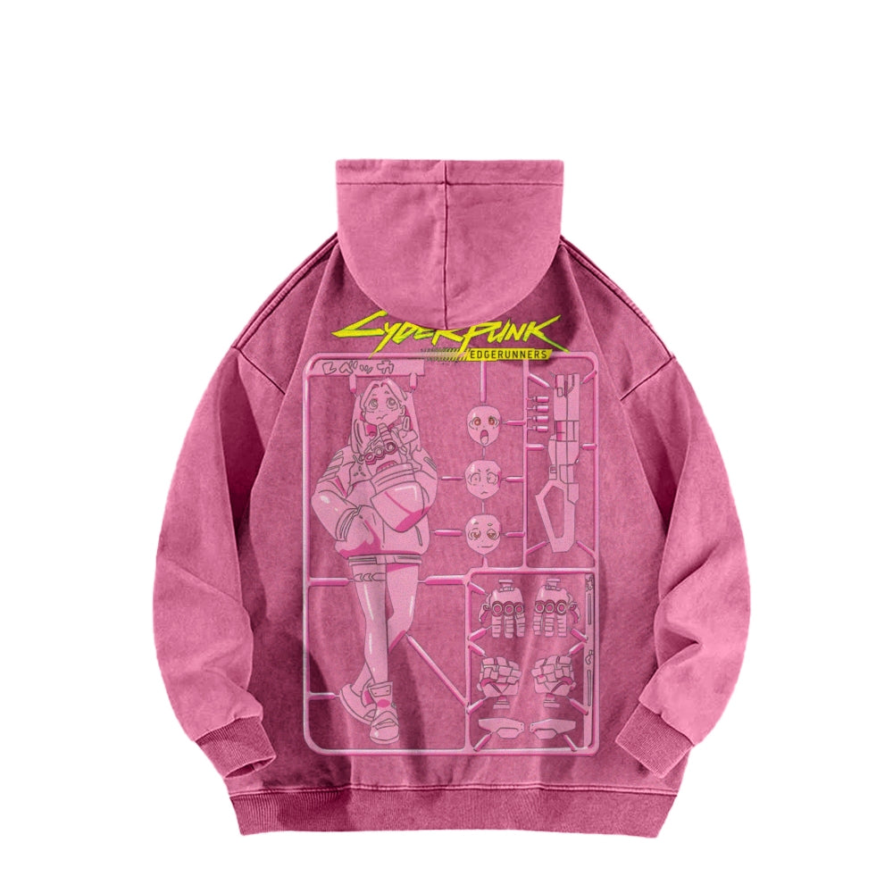 Cyberpunk Casual Washed Hoodie 2508010866