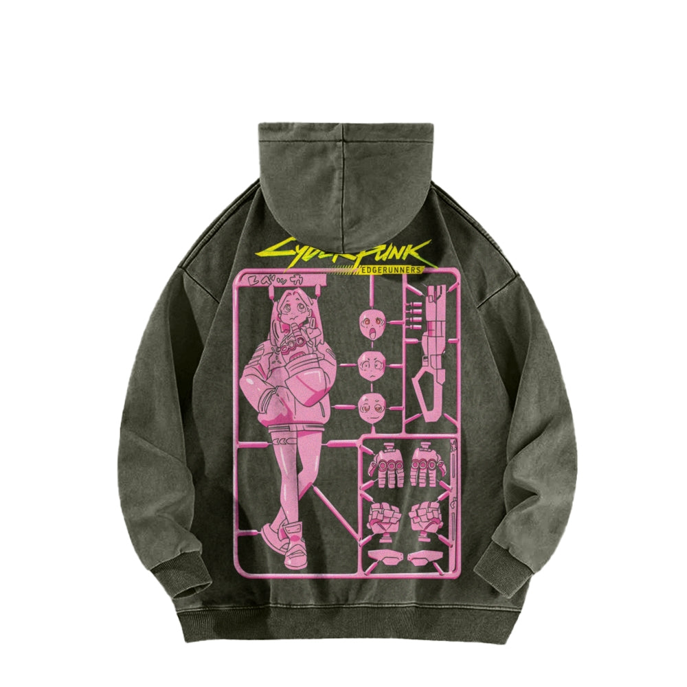 Cyberpunk Casual Washed Hoodie 2508010866