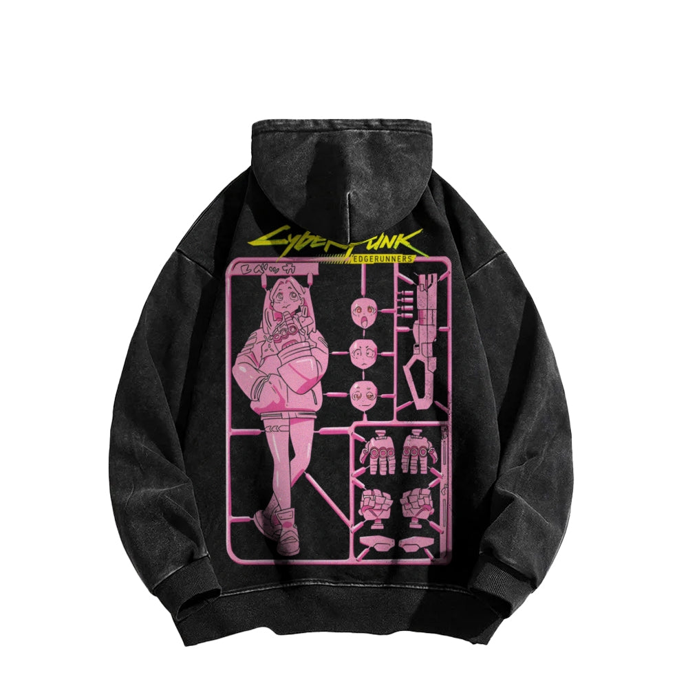Cyberpunk Casual Washed Hoodie 2508010866