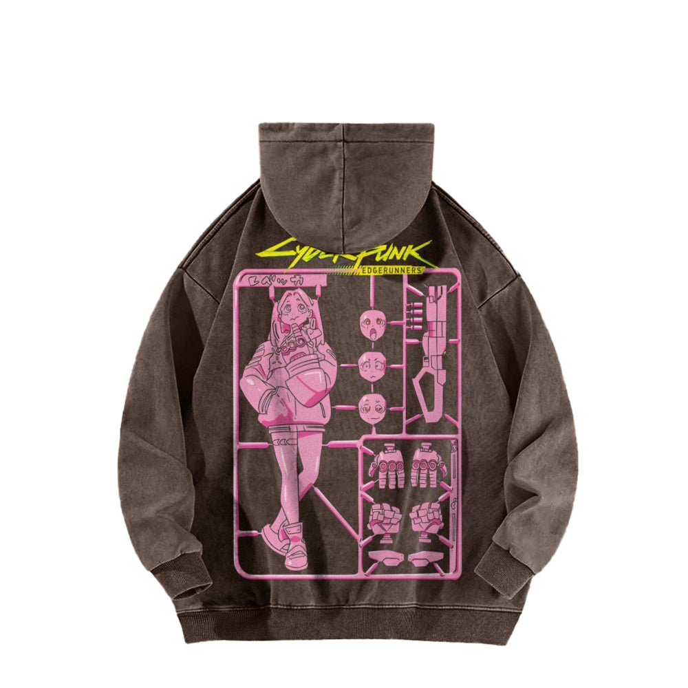 Cyberpunk Casual Washed Hoodie 2508010866