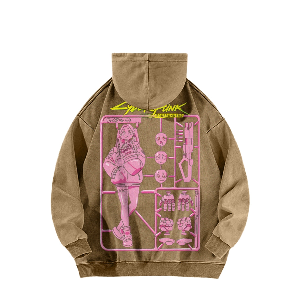 Cyberpunk Casual Washed Hoodie 2508010866