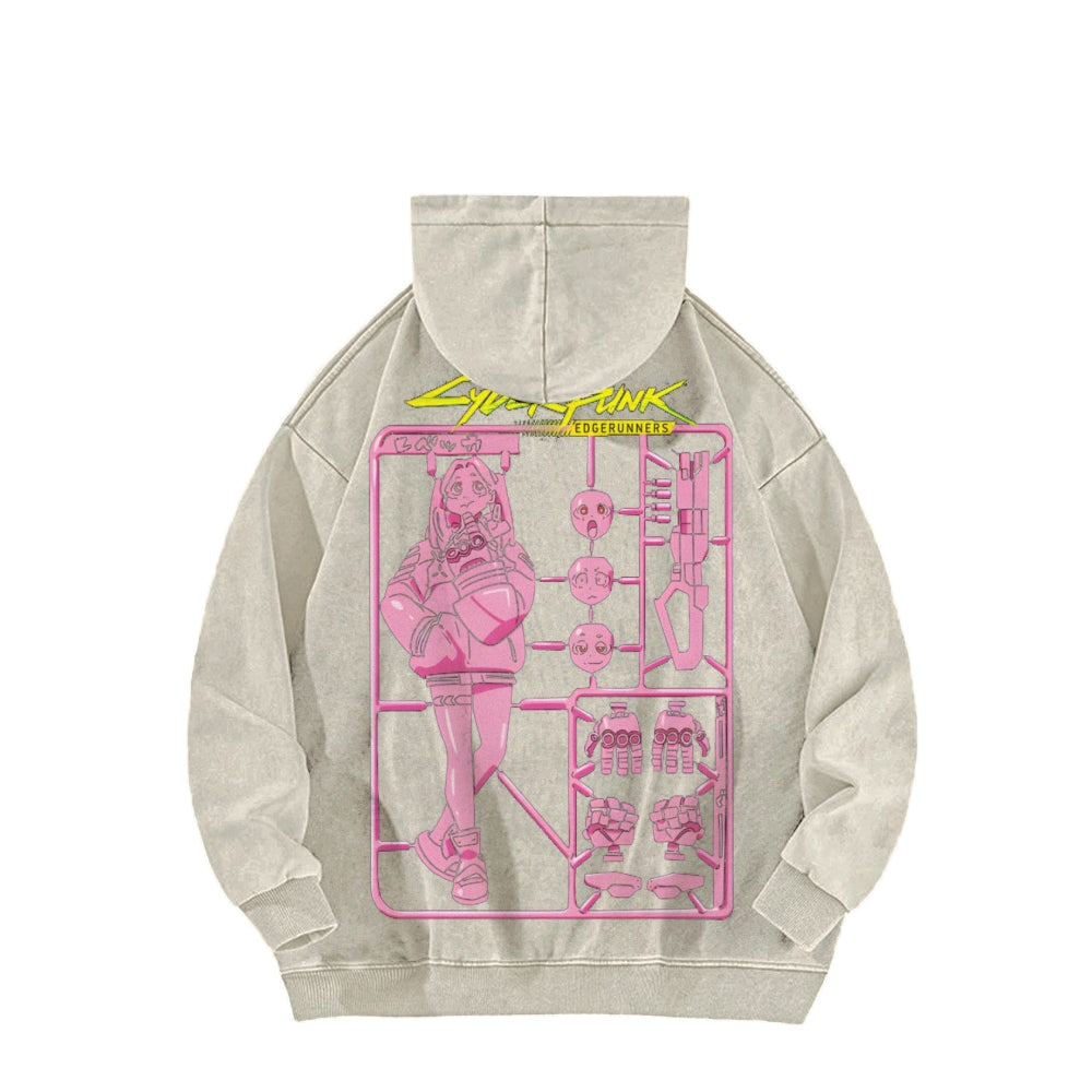 Cyberpunk Casual Washed Hoodie 2508010866
