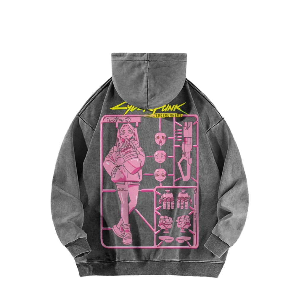 Cyberpunk Casual Washed Hoodie 2508010866