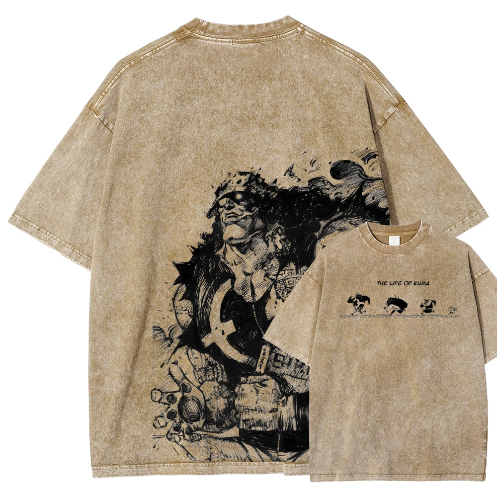 One Piece Bartholomew Kuma Unisex Fit Washed T-Shirt 2508016834