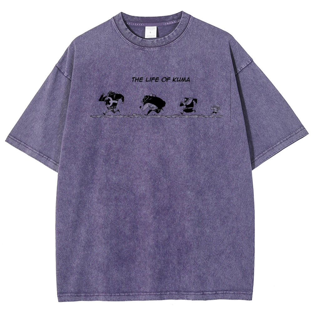 One Piece Bartholomew Kuma Unisex Fit Washed T-Shirt 2508016834