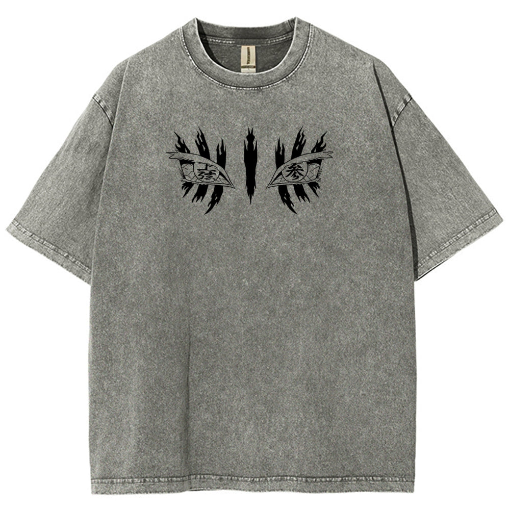 Demon Slayer Akaza Unisex Fit Washed T-Shirt 2508017343