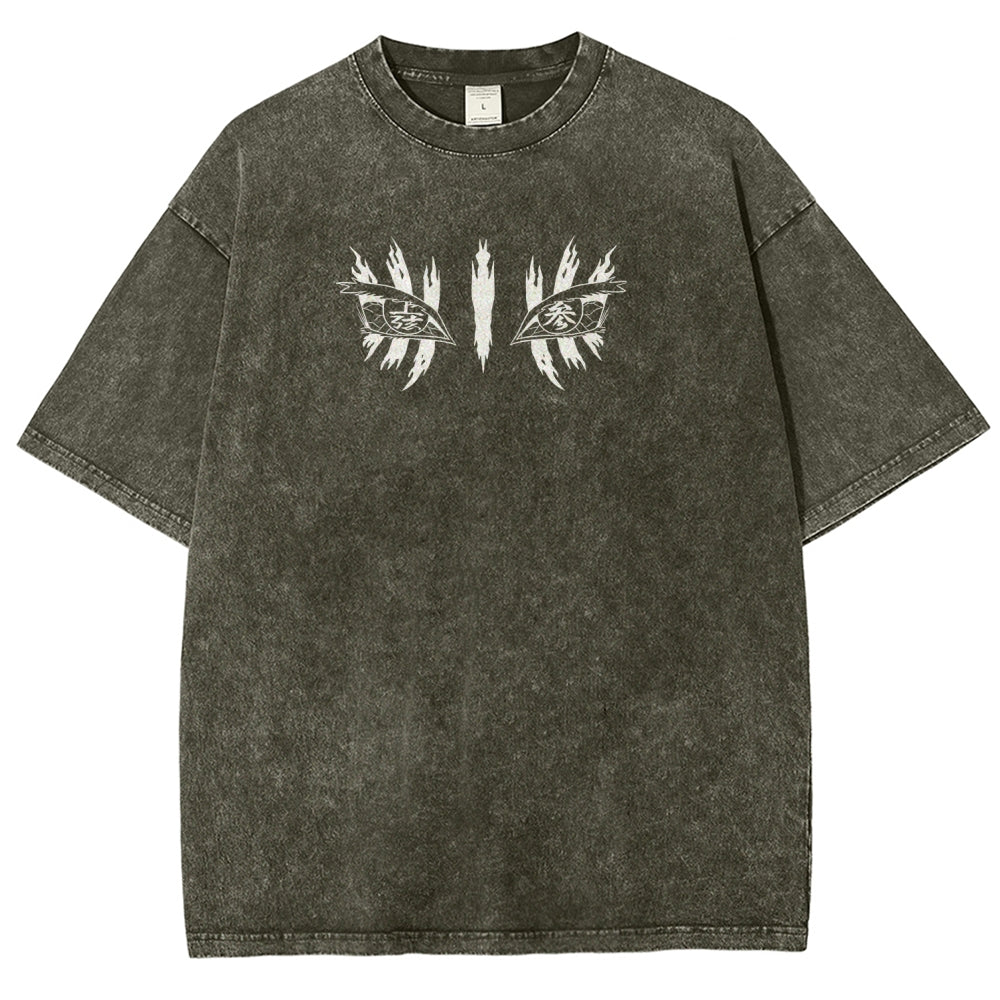 Demon Slayer Akaza Unisex Fit Washed T-Shirt 2508017343