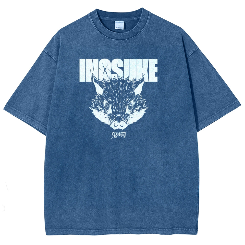 Demon Slayer Inosuke Unisex Fit Washed T-Shirt 2508024812