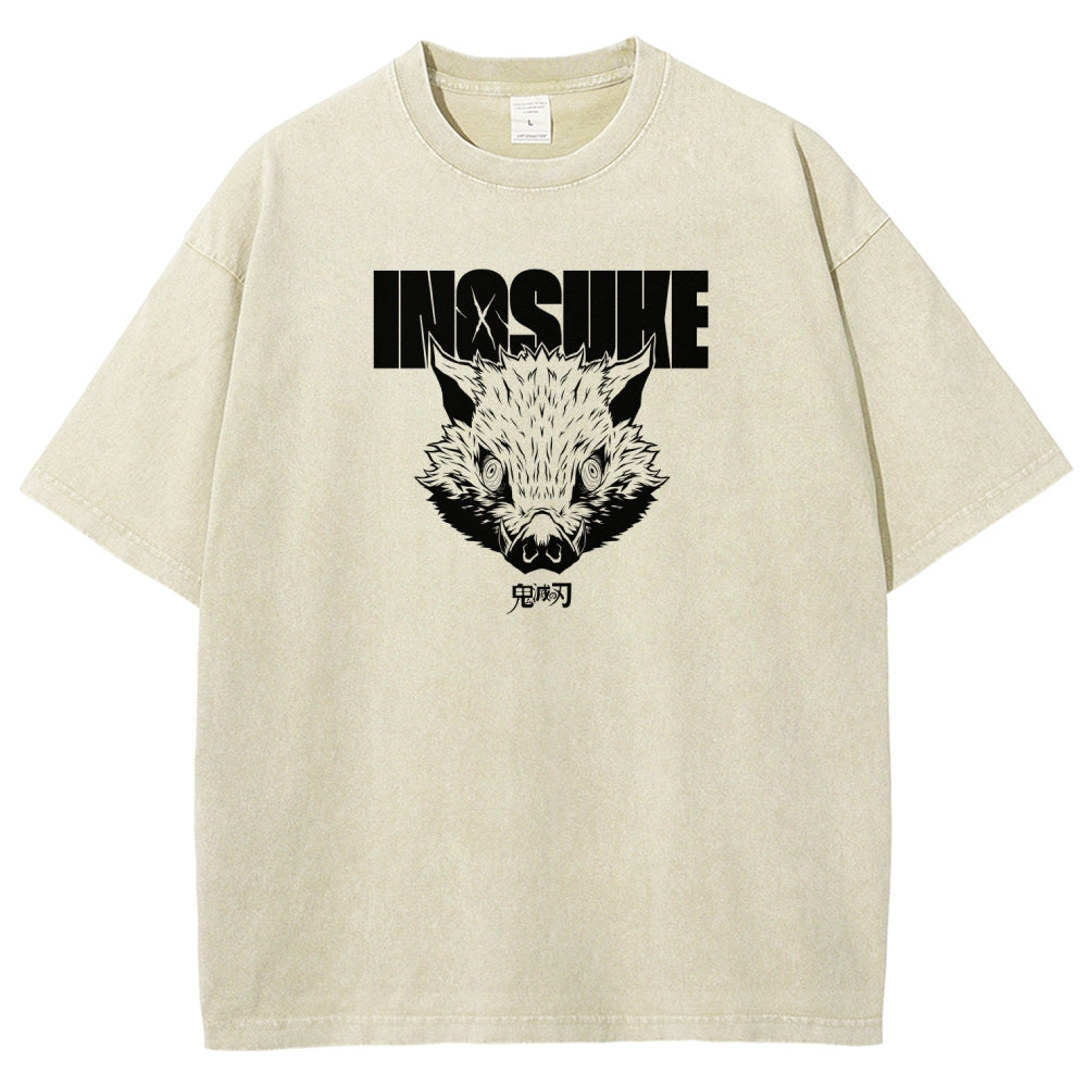Demon Slayer Inosuke Unisex Fit Washed T-Shirt 2508024812