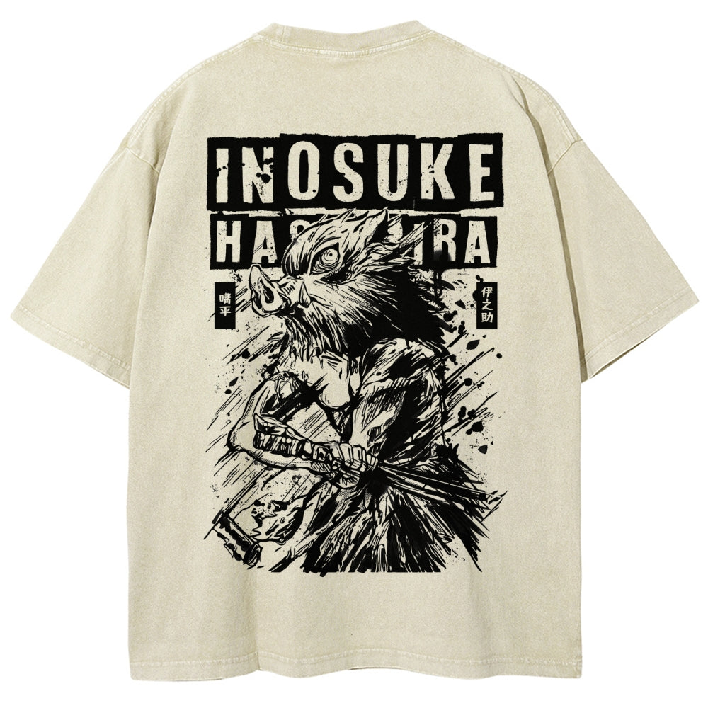 Demon Slayer Inosuke Unisex Fit Washed T-Shirt 2508024812