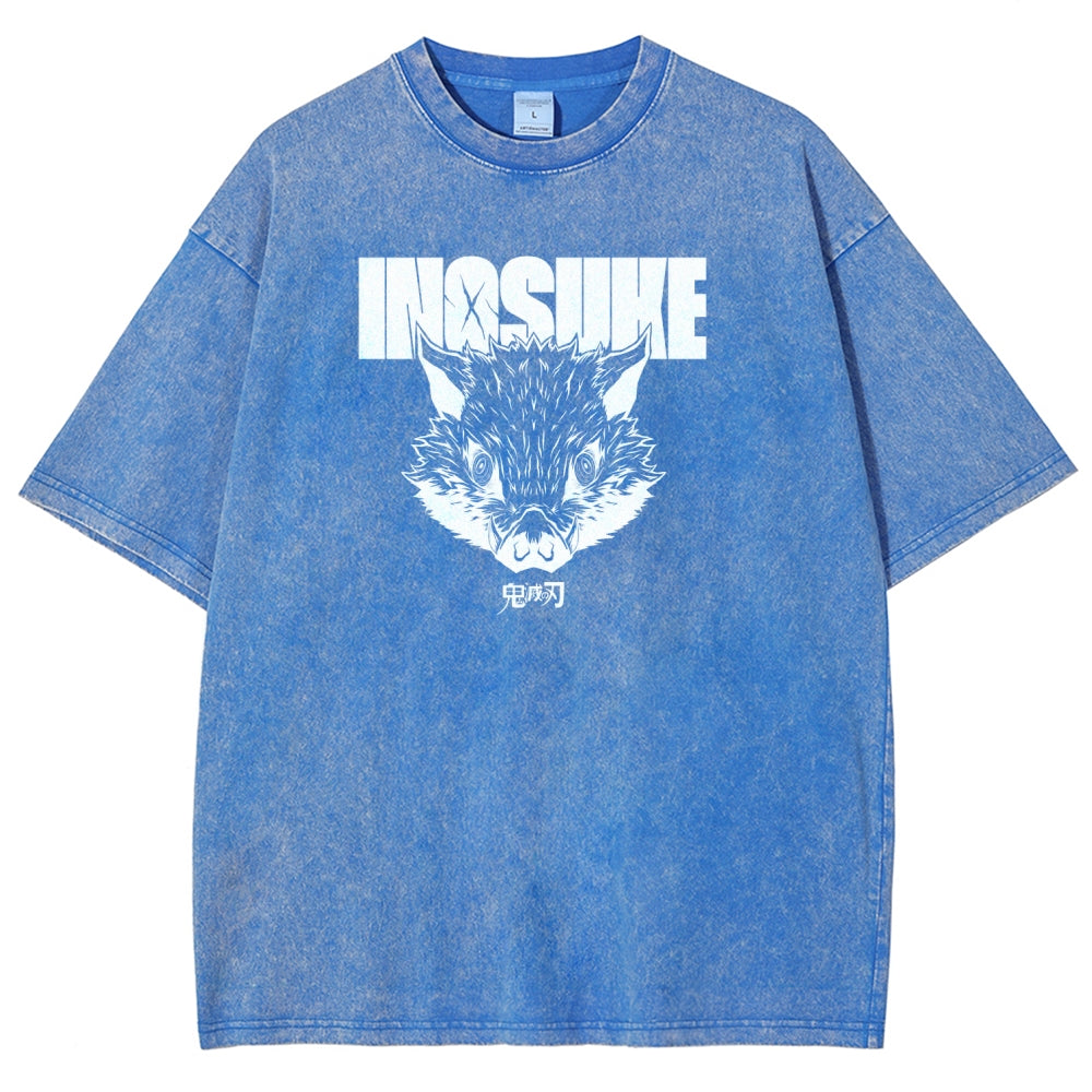 Demon Slayer Inosuke Unisex Fit Washed T-Shirt 2508024812