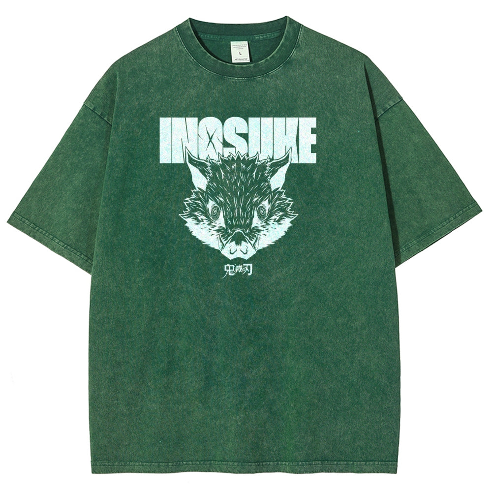 Demon Slayer Inosuke Unisex Fit Washed T-Shirt 2508024812
