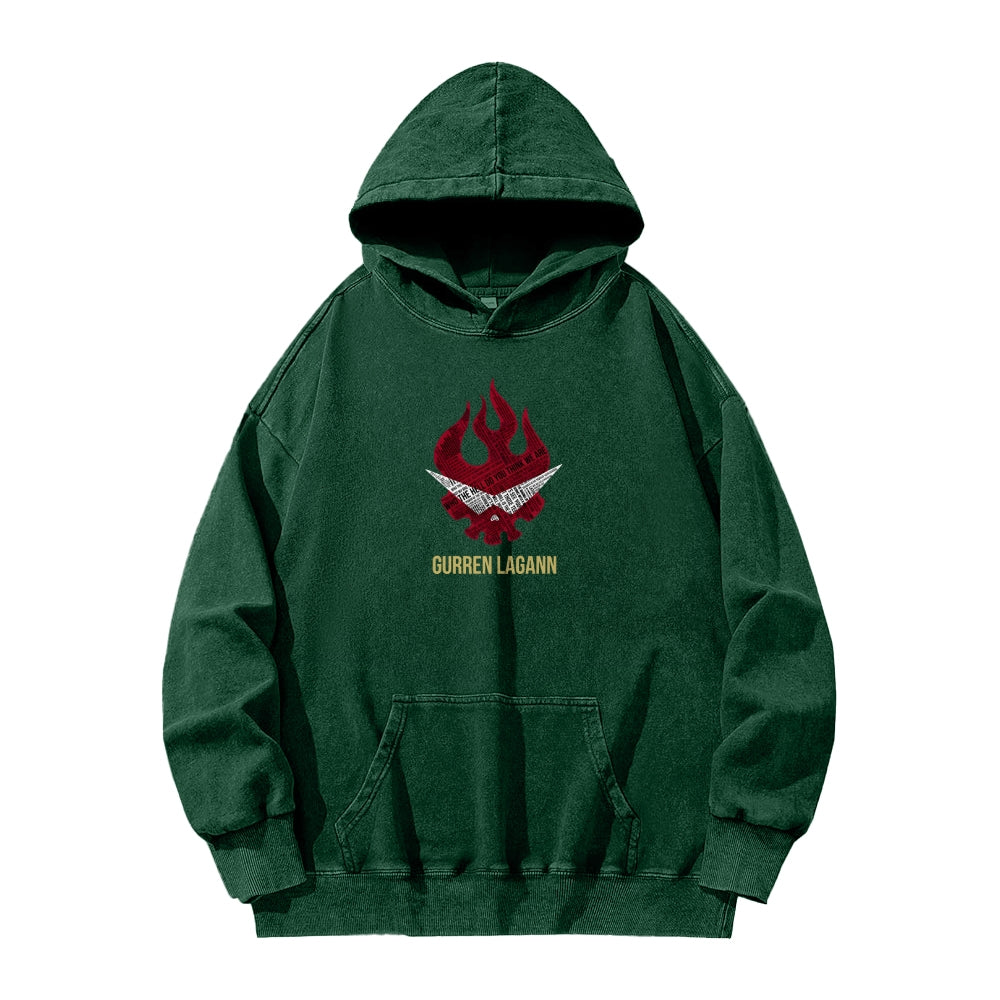 Gurren lagann Tengen Toppa Casual Washed Hoodie 2508025924