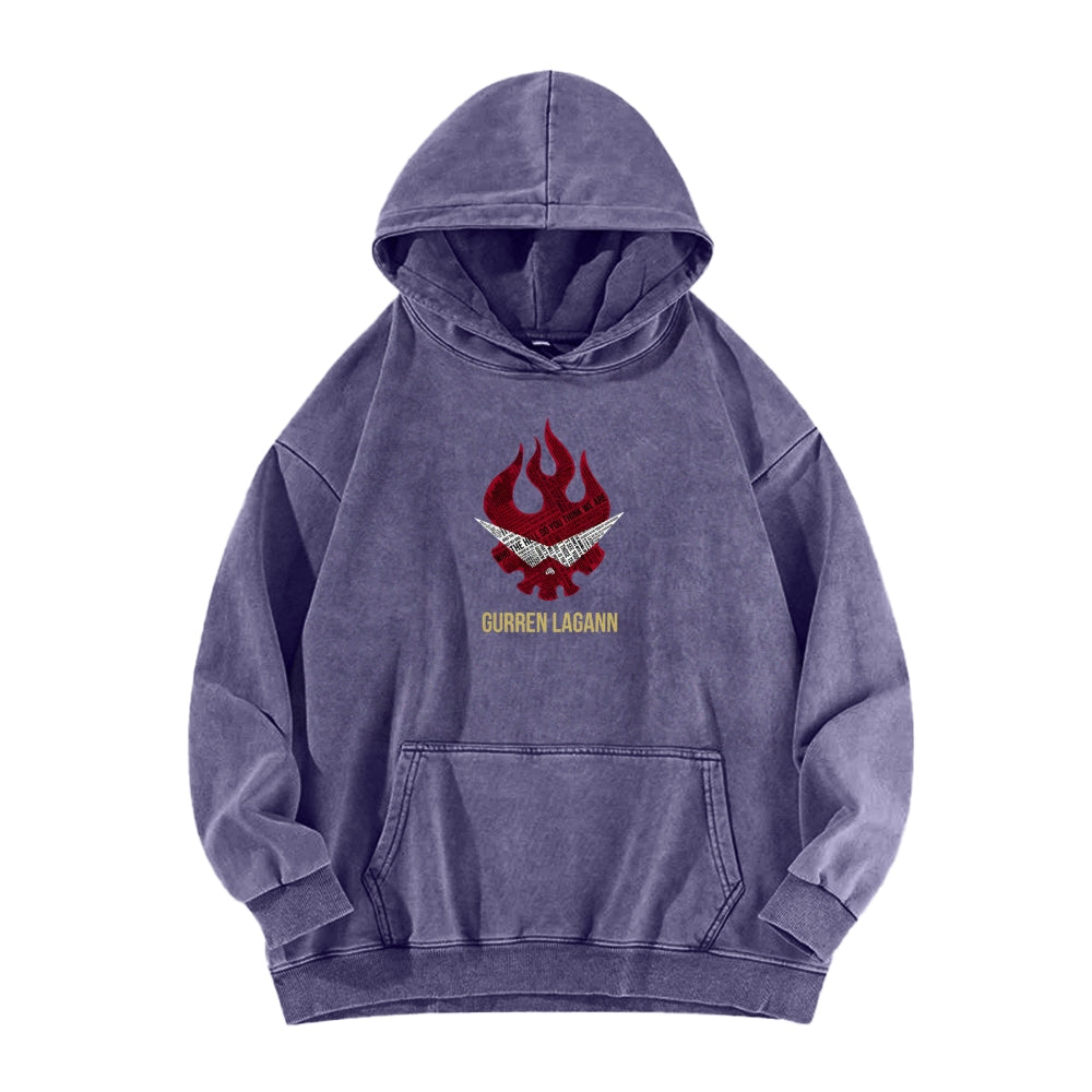 Gurren lagann Tengen Toppa Casual Washed Hoodie 2508025924