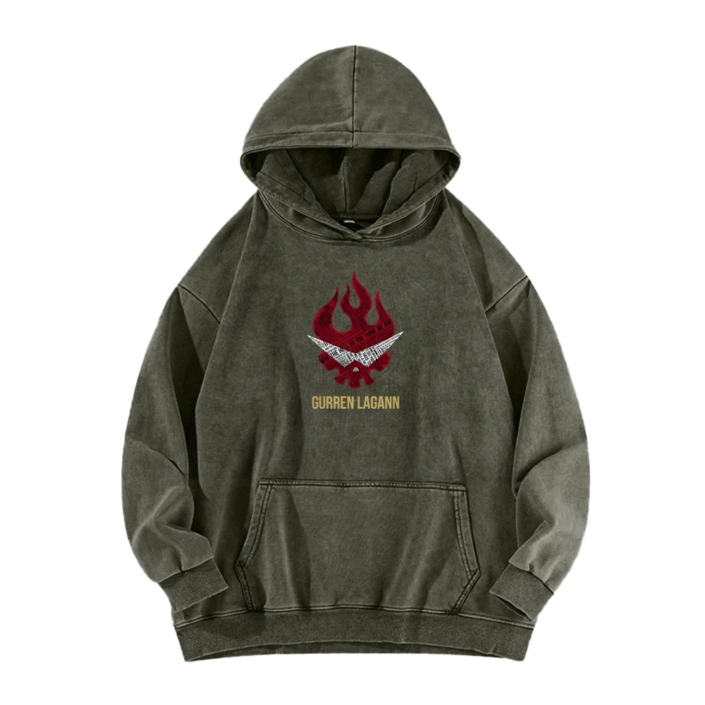 Gurren lagann Tengen Toppa Casual Washed Hoodie 2508025924