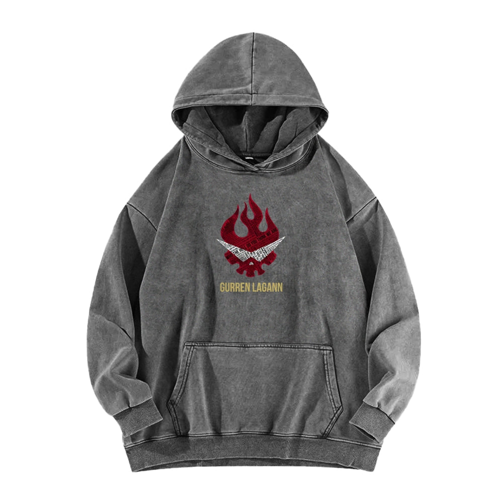 Gurren lagann Tengen Toppa Casual Washed Hoodie 2508025924