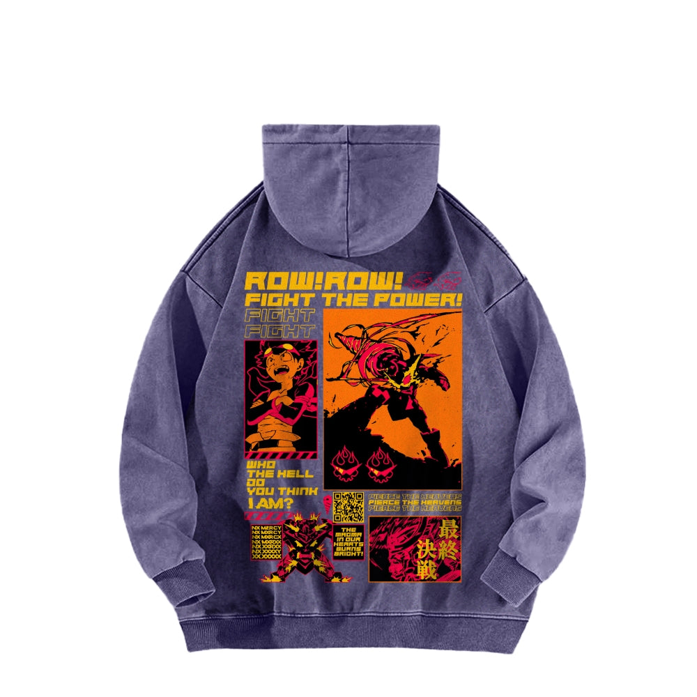 Gurren lagann Tengen Toppa Casual Washed Hoodie 2508025929