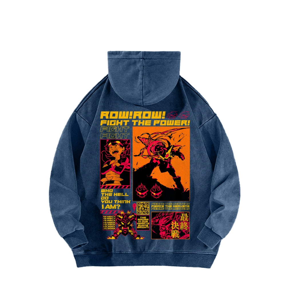 Gurren lagann Tengen Toppa Casual Washed Hoodie 2508025929