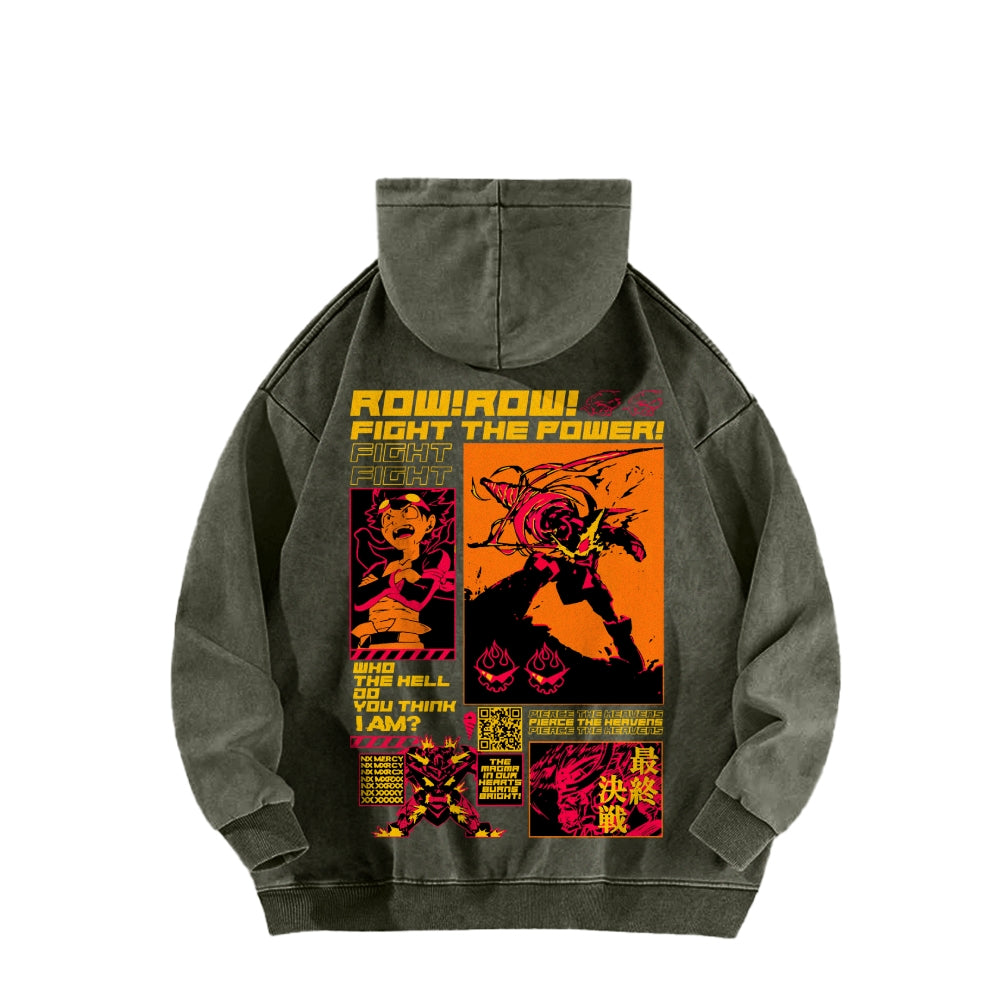 Gurren lagann Tengen Toppa Casual Washed Hoodie 2508025929