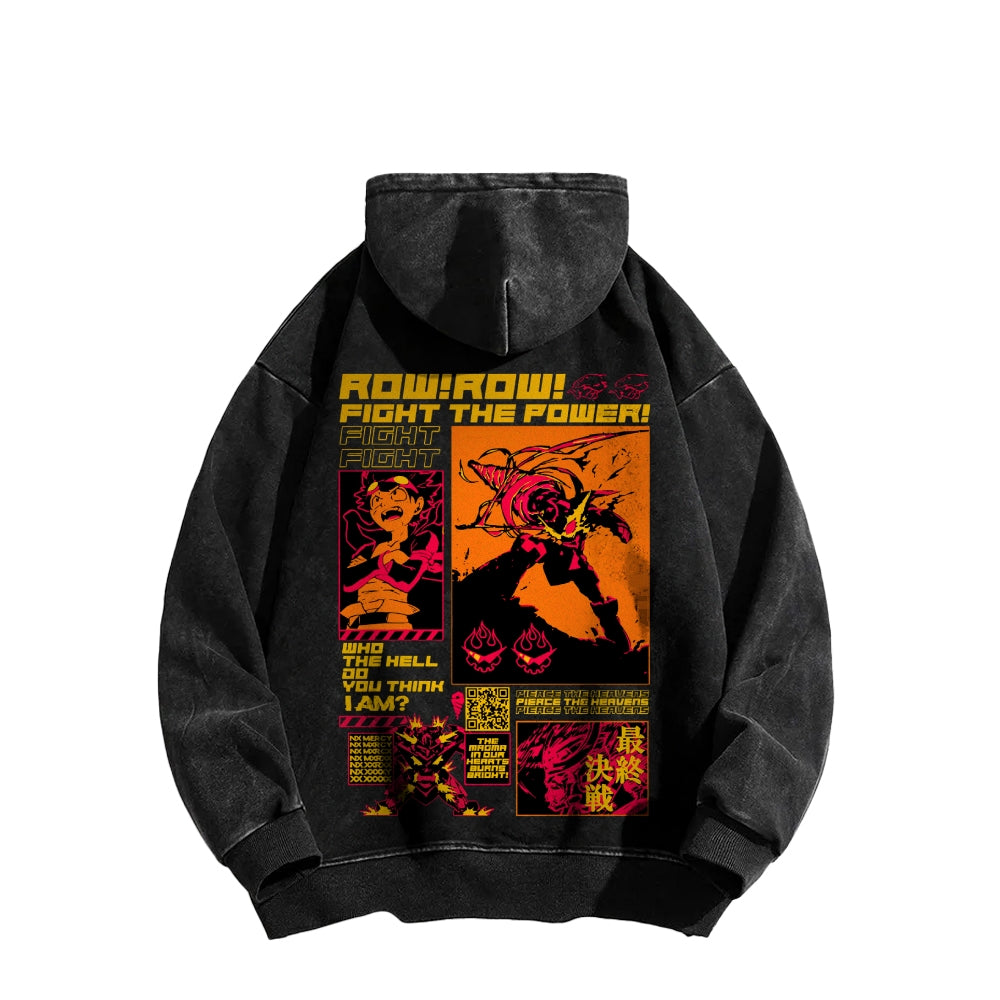 Gurren lagann Tengen Toppa Casual Washed Hoodie 2508025929