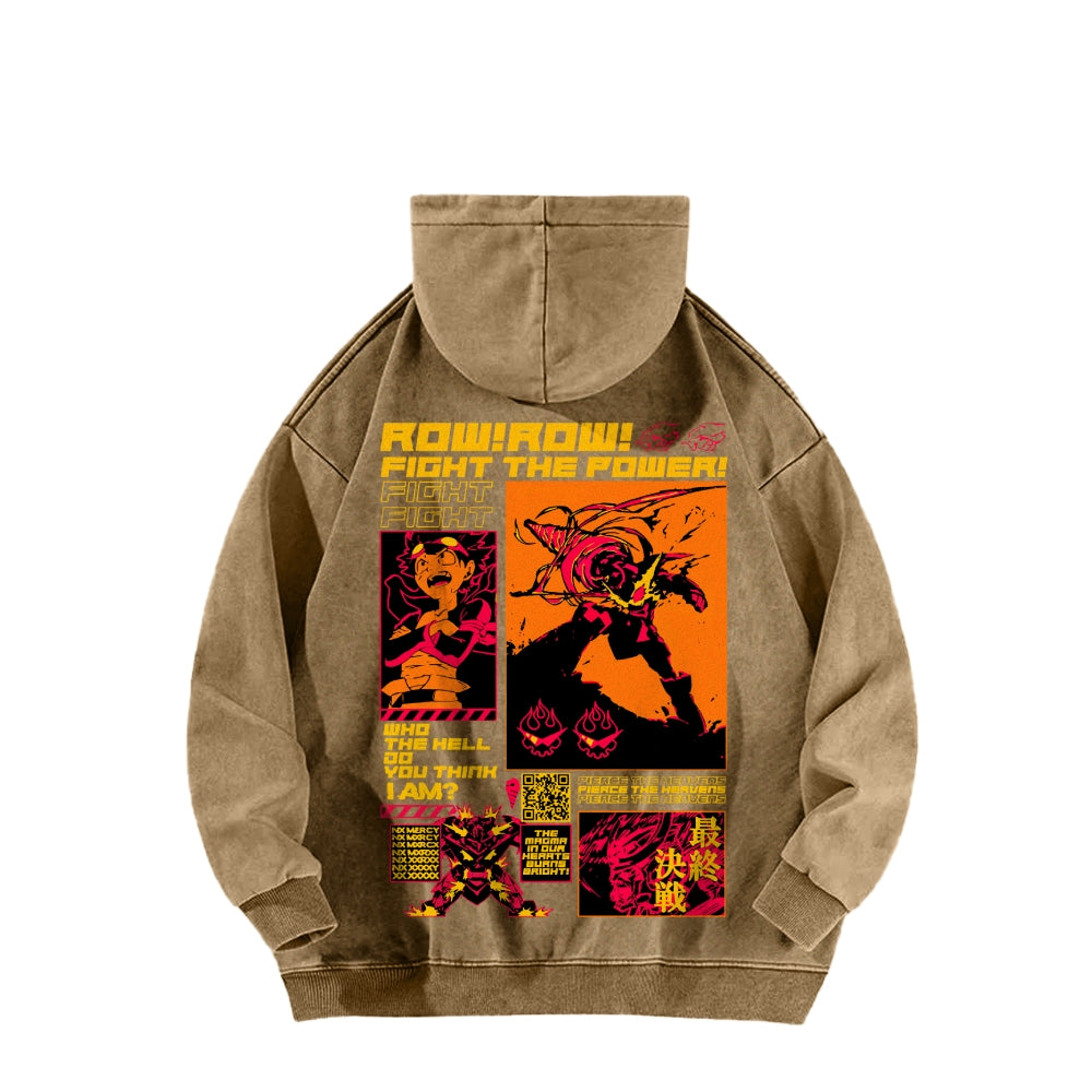 Gurren lagann Tengen Toppa Casual Washed Hoodie 2508025929