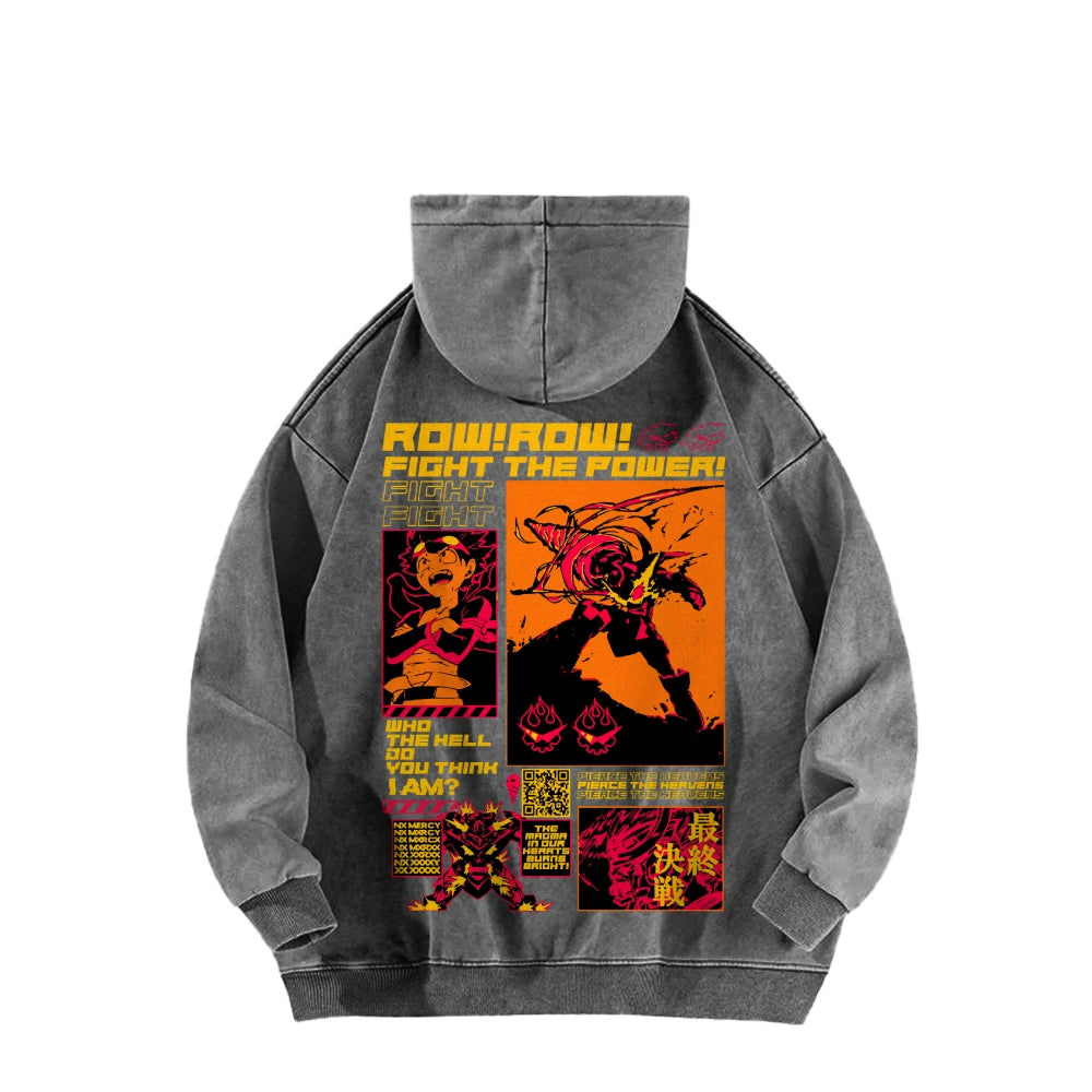 Gurren lagann Tengen Toppa Casual Washed Hoodie 2508025929