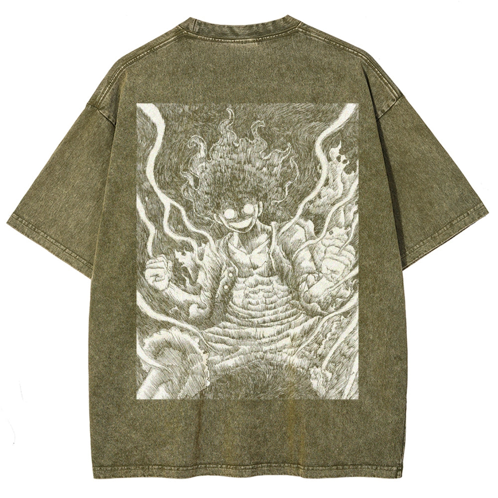 One Piece Luffy Unisex Fit Washed T-Shirt 2509003511