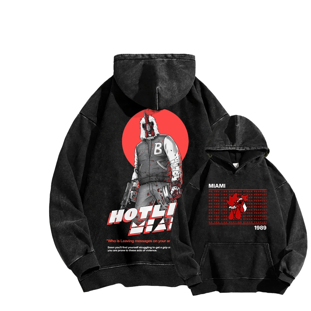 Hotline Miami Unisex washed sweatshirts 2511014991