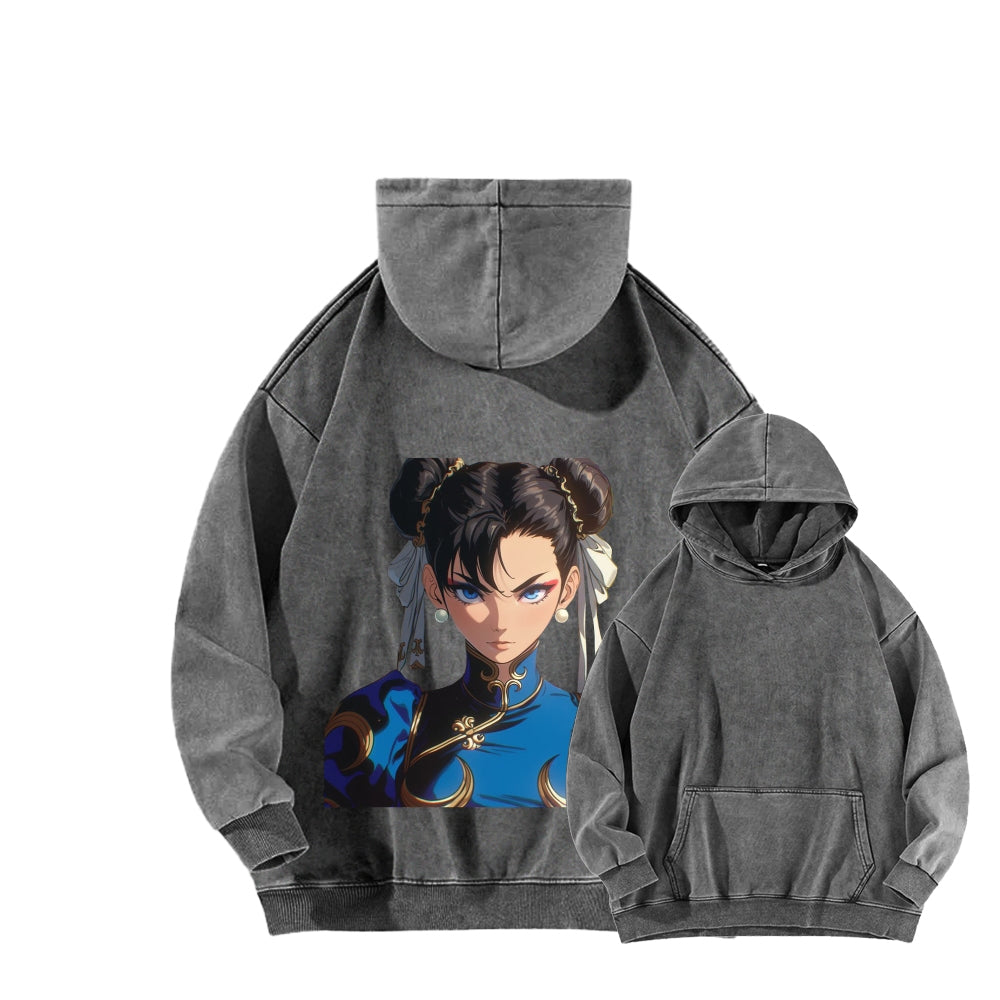 Fatal Fury CHUNLI  Unisex washed sweatshirts 2511016152