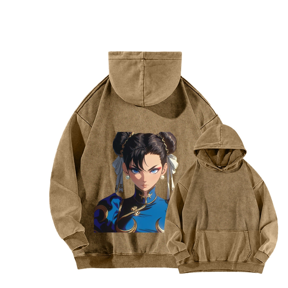 Fatal Fury CHUNLI  Unisex washed sweatshirts 2511016152